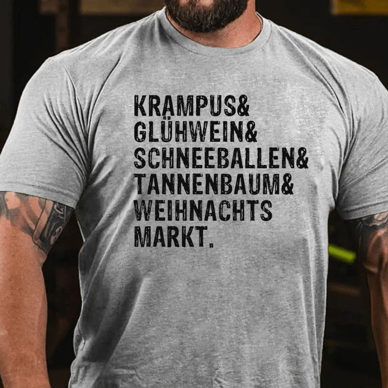 Krampus Glühwein Schneeballen Tannenbaum Weihnachtsmarkt T-Shirt