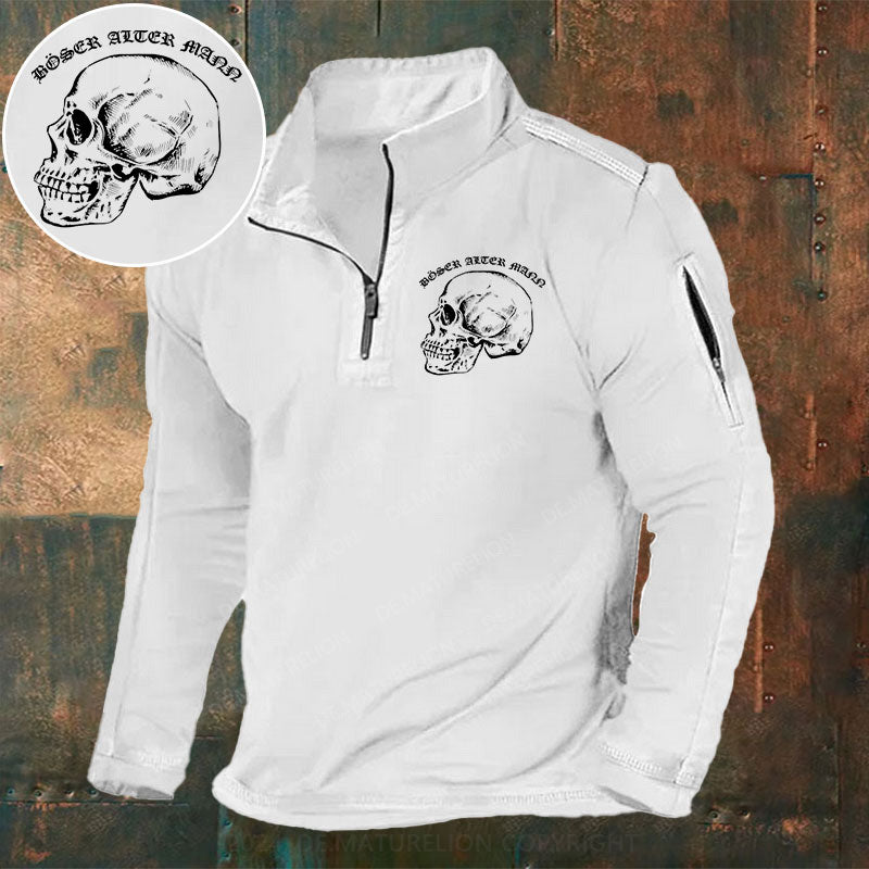 Böser Alter Mann Stehkragen Reißverschluss Polo Shirt