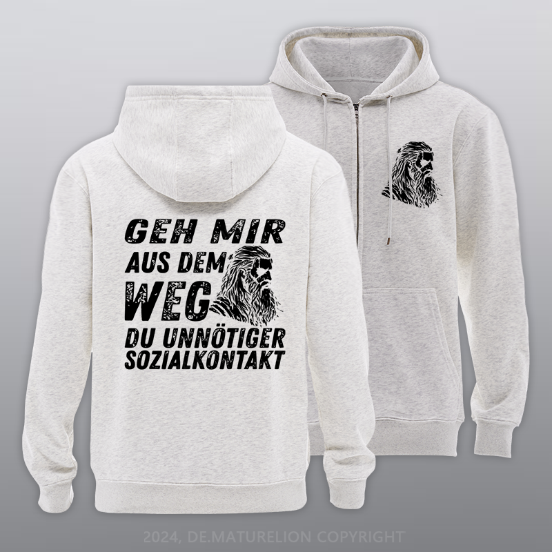 Maturelion Geh mir aus dem Weg du unnötiger Sozialkontakt Reißverschluss Hoodie