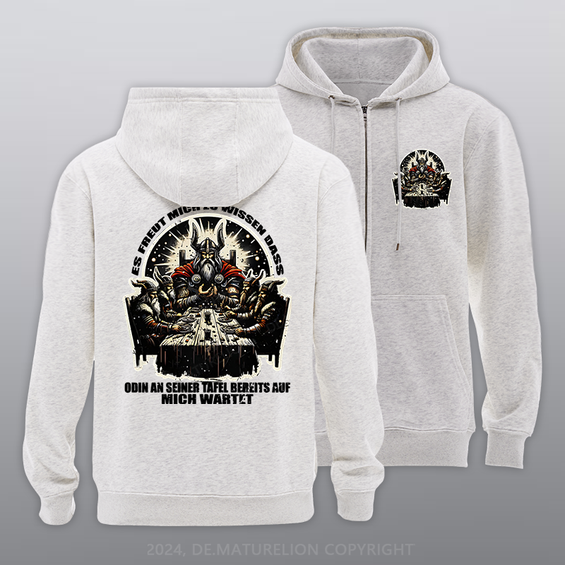 Maturelion Odin wartet an seiner Tafel auf mich Reißverschluss Hoodie