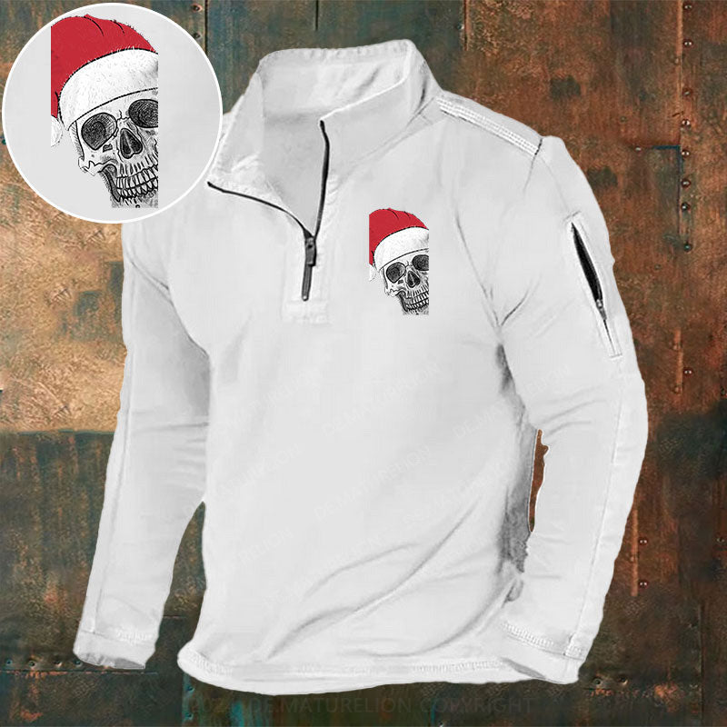 Skeleton Weihnachten Stehkragen Reißverschluss Polo Shirt
