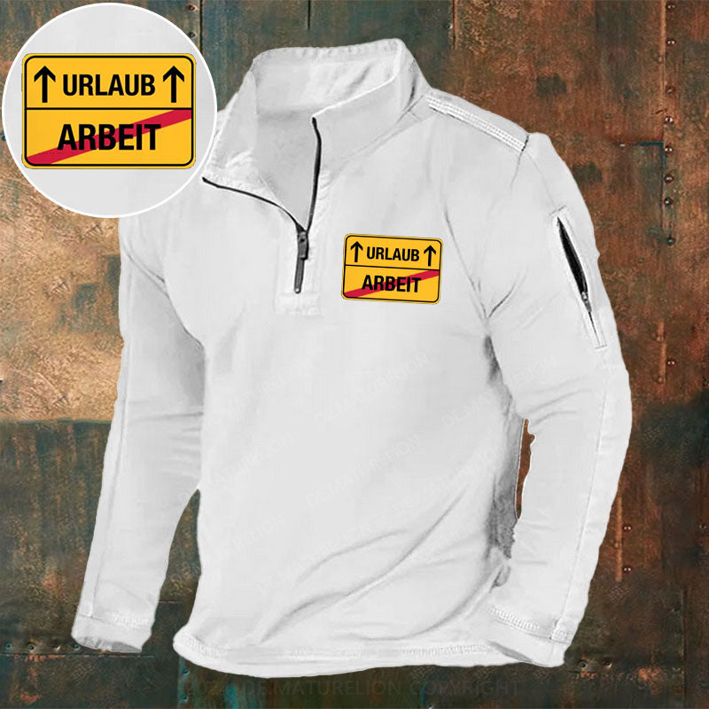 Keine Arbeit! Nur Urlaub! Stehkragen Reißverschluss Polo Shirt