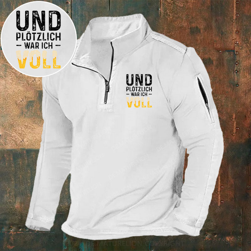 Und Plötzlich War Ich Voll Stehkragen Reißverschluss Polo Shirt