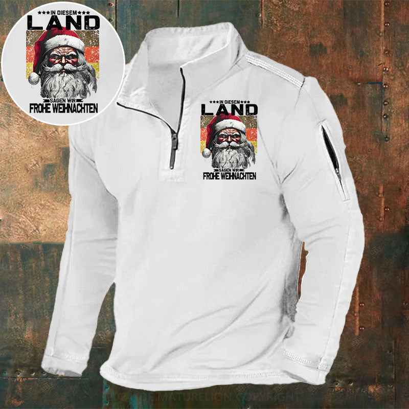 In diesem Land sagen wir Frohe Weihnachten Stehkragen Reißverschluss Polo Shirt