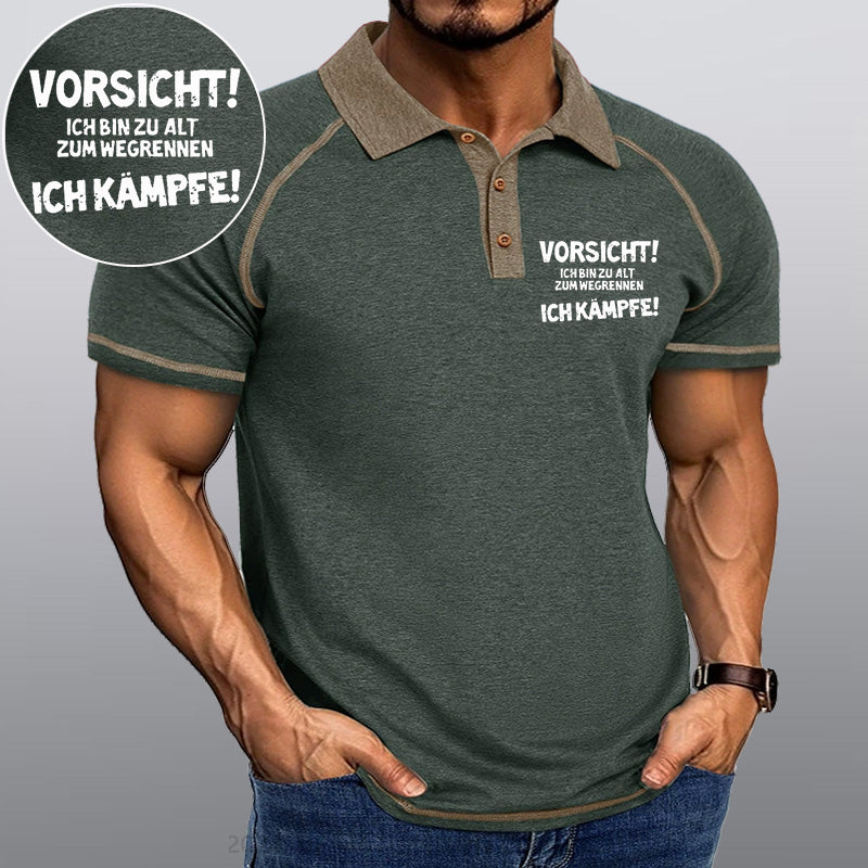Maturelion Vorsicht Ich Bin Zu Alt Zum Wegrennen Ich Kämpfe Kragen T-Shirt