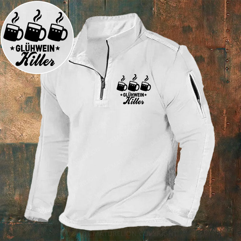 Glühwein Killer Stehkragen Reißverschluss Polo Shirt