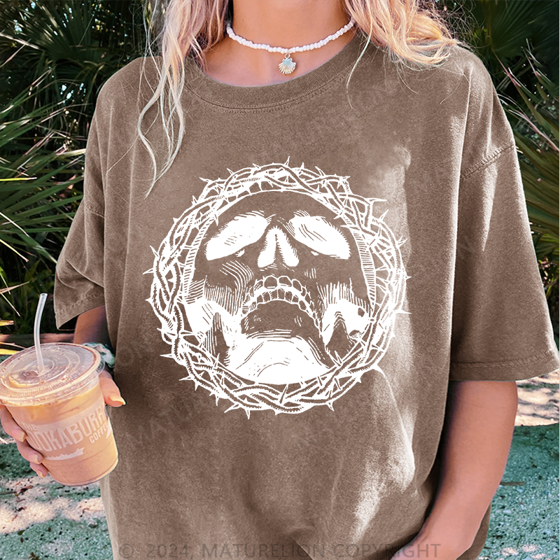 Maturelion Christus Damen Gewaschene Vintage T-Shirt