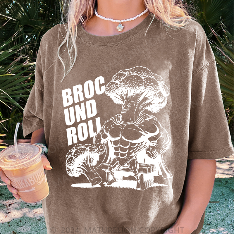 Maturelion Broc und Roli Damen Gewaschene Vintage T-Shirt