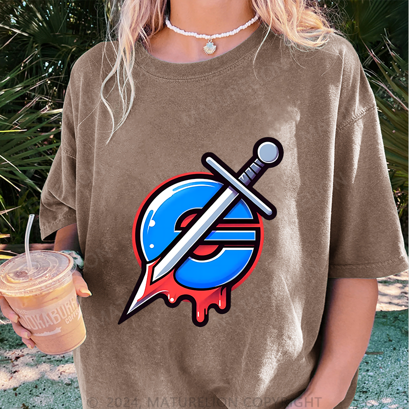 Maturelion IE Damen Gewaschene Vintage T-Shirt