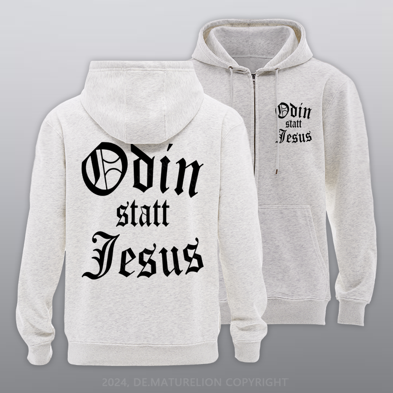 Maturelion Odin statt Jesus Reißverschluss Hoodie