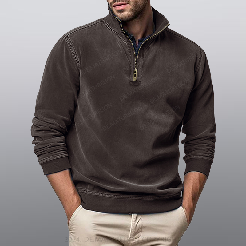 Maturelion Männer Stehkragen Poloshirt