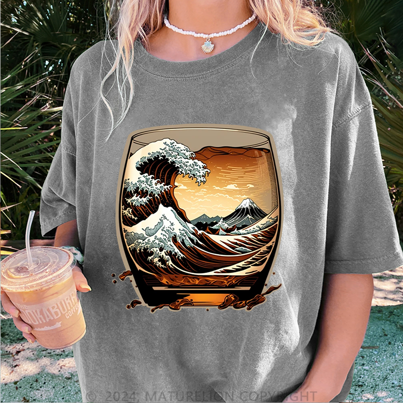 Maturelion Japanisch Damen Gewaschene Vintage T-Shirt