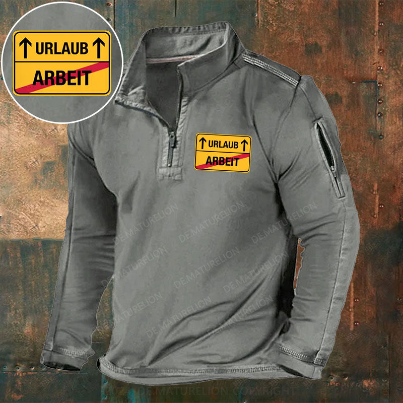 Keine Arbeit! Nur Urlaub! Stehkragen Reißverschluss Polo Shirt
