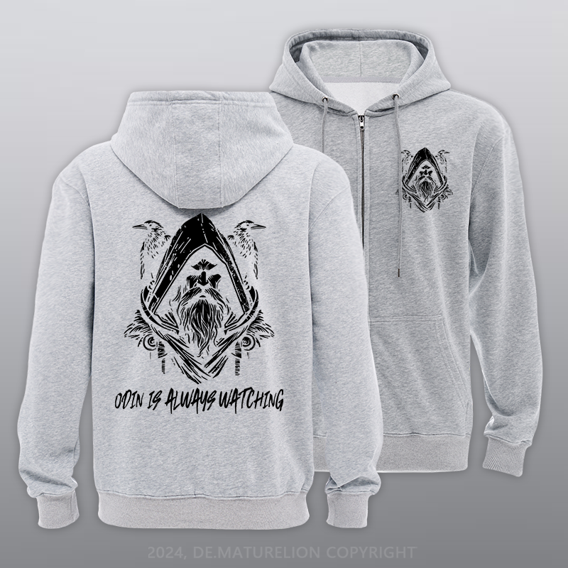 Maturelion Odin is Always watching Reißverschluss Hoodie