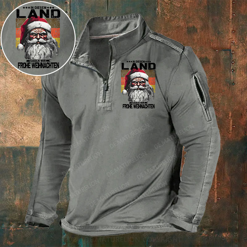 In diesem Land sagen wir Frohe Weihnachten Stehkragen Reißverschluss Polo Shirt
