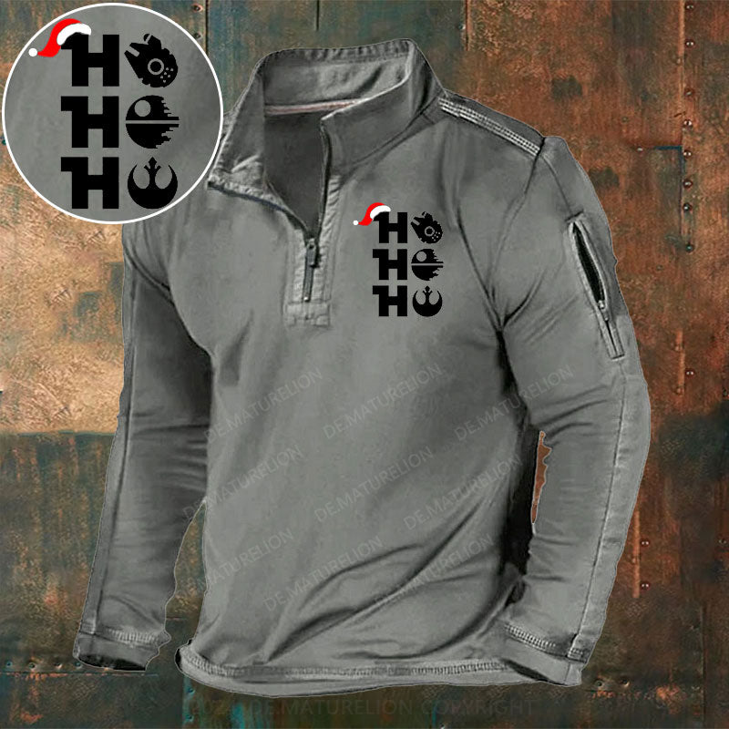 Ho Ho Ho Stehkragen Reißverschluss Polo Shirt