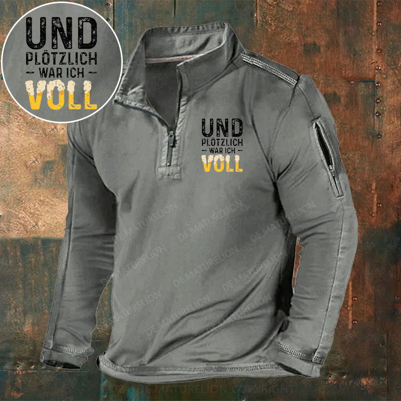 Und Plötzlich War Ich Voll Stehkragen Reißverschluss Polo Shirt