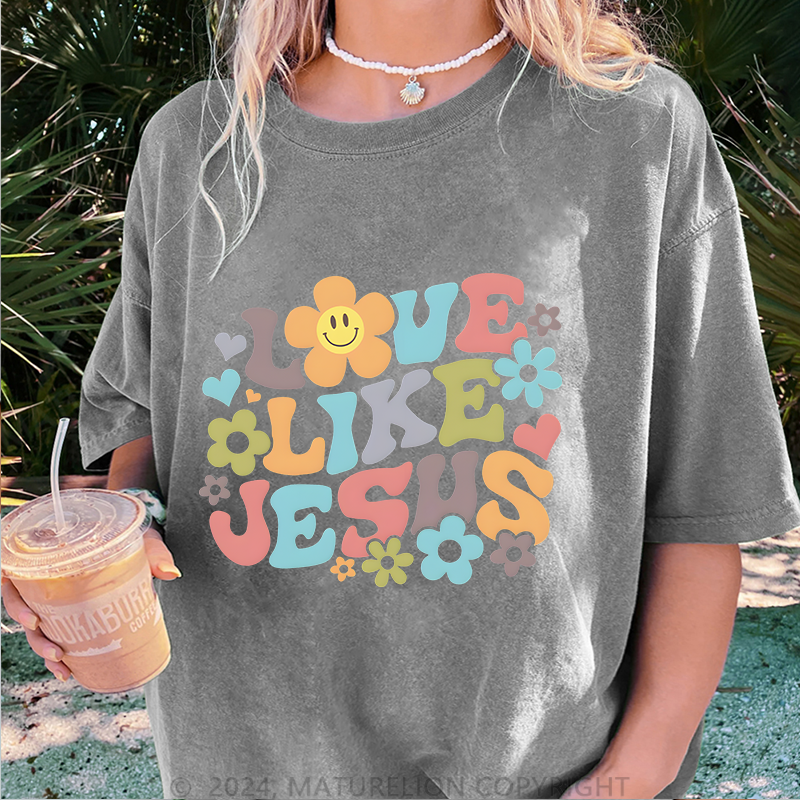 Maturelion Liebe Wie Jesus Damen Gewaschene Vintage T-Shirt