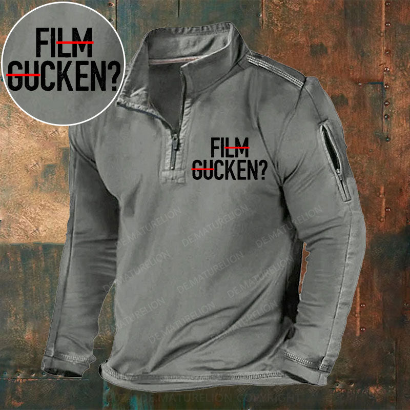 Film Gucken Stehkragen Reißverschluss Polo Shirt