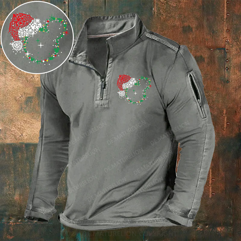 Weihnachten Stehkragen Reißverschluss Polo Shirt