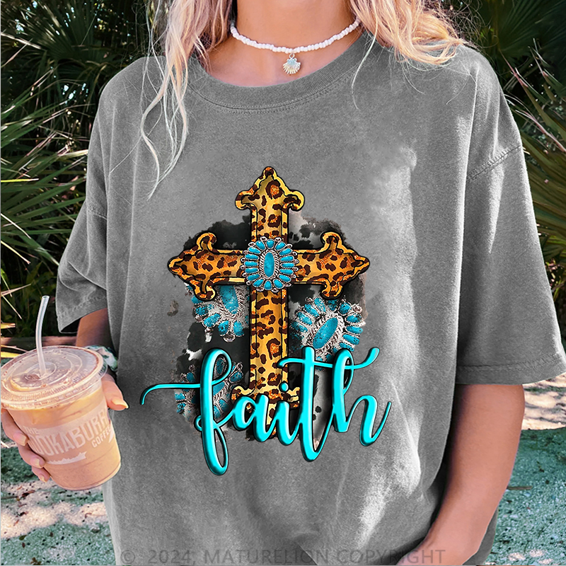 Maturelion Die Glaube Damen Gewaschene Vintage T-Shirt