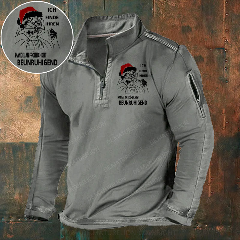 Ich finde Ihren Mangel an Fröhlichkeit beunruhigend Stehkragen Reißverschluss Polo Shirt