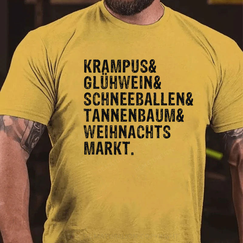 Krampus Glühwein Schneeballen Tannenbaum Weihnachtsmarkt T-Shirt