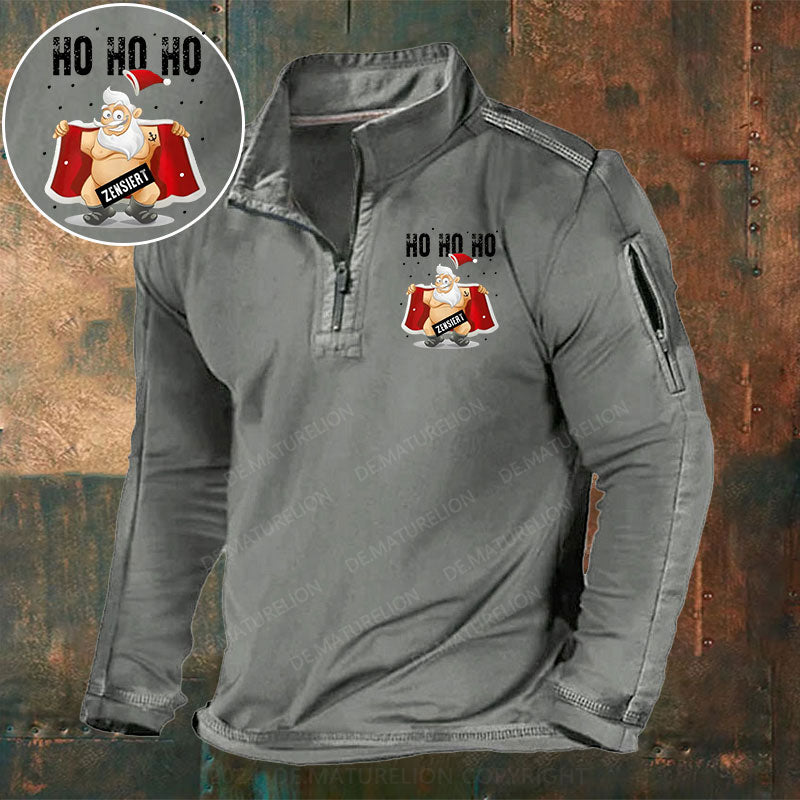 HO HO HO Weihnachten Stehkragen Reißverschluss Polo Shirt