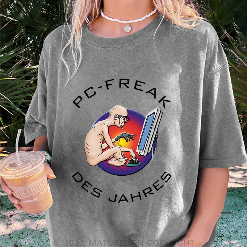 Maturelion PC-FREAK Damen Gewaschene Vintage T-Shirt