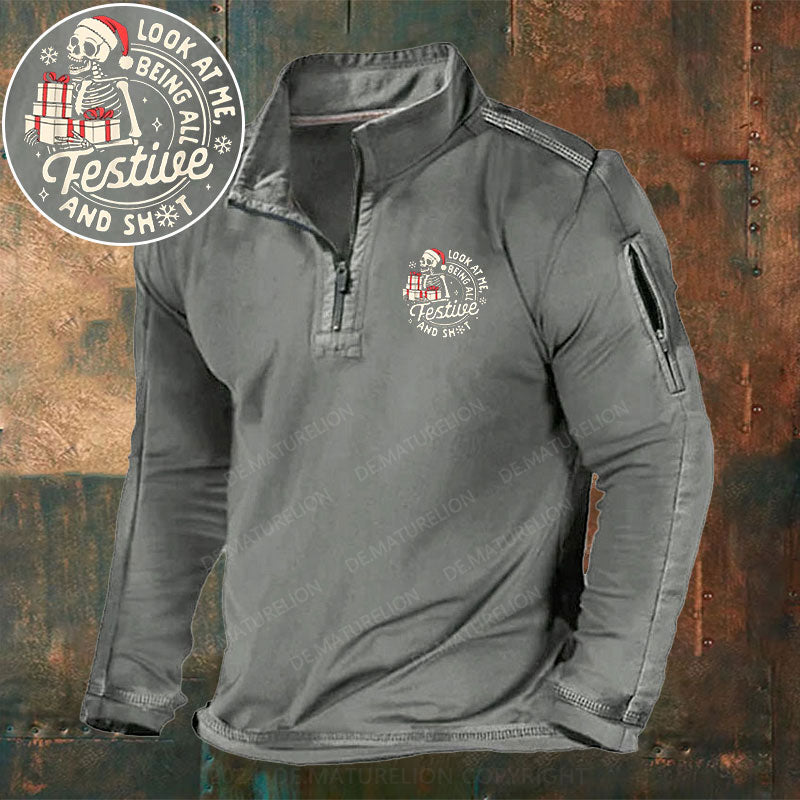 Weihnachten Schau mich an, wie ich so festlich bin und so Stehkragen Reißverschluss Polo Shirt