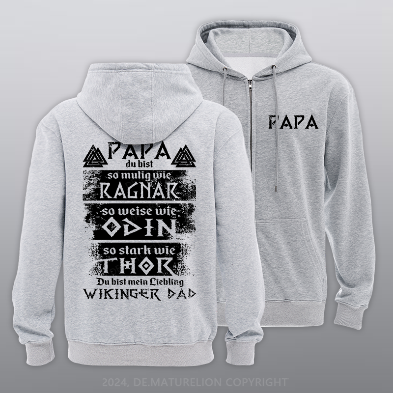 Maturelion Wikinger Papa Reißverschluss Hoodie