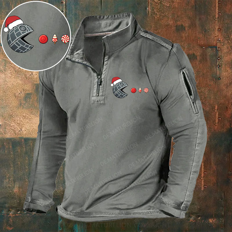 Eis Frohe Weihnachten Stehkragen Reißverschluss Polo Shirt