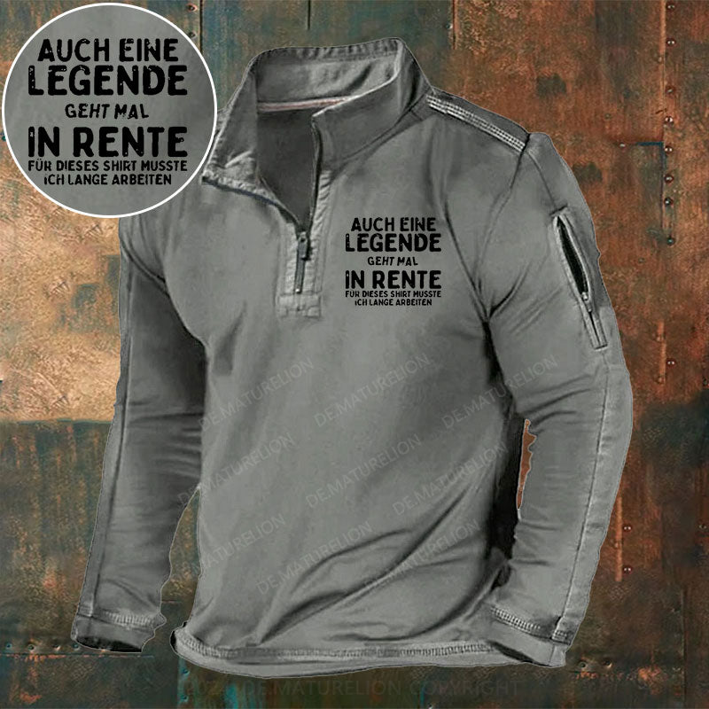 Auch Eine Legende Geht Mal In Rente Stehkragen Reißverschluss Polo Shirt