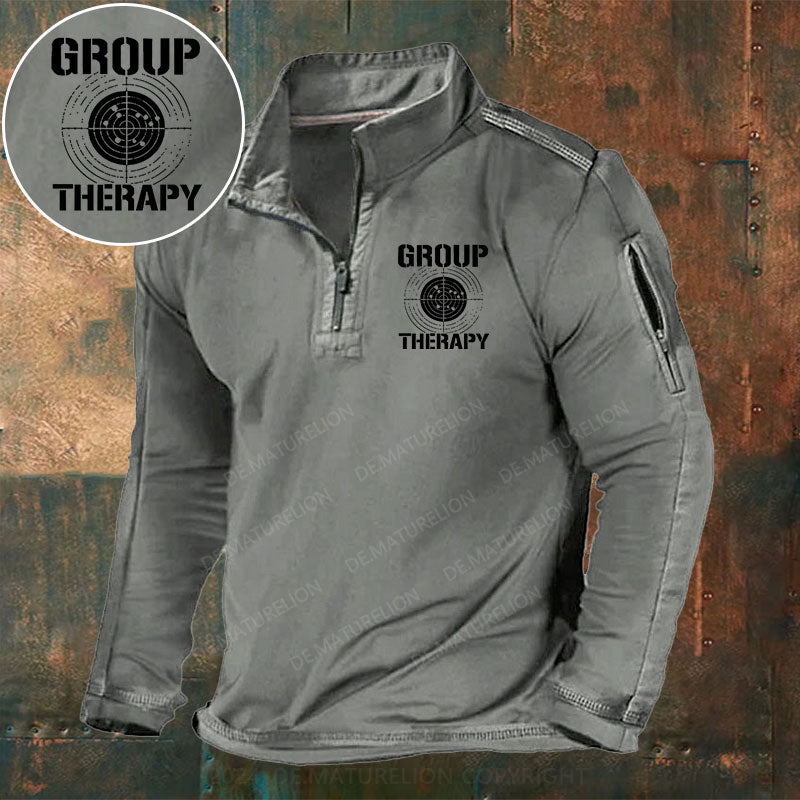 Gruppe Therapie Stehkragen Reißverschluss Polo Shirt
