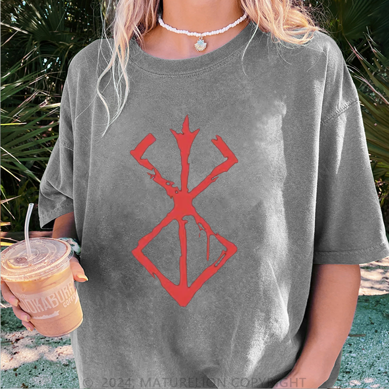 Maturelion Berserker Schädel Damen Gewaschene Vintage T-Shirt