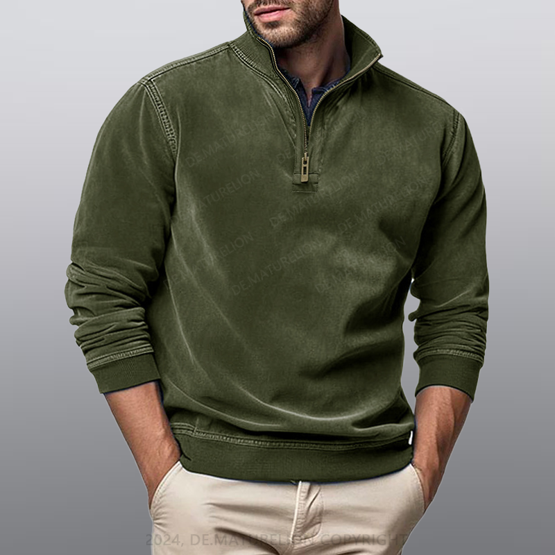 Maturelion Männer Stehkragen Poloshirt