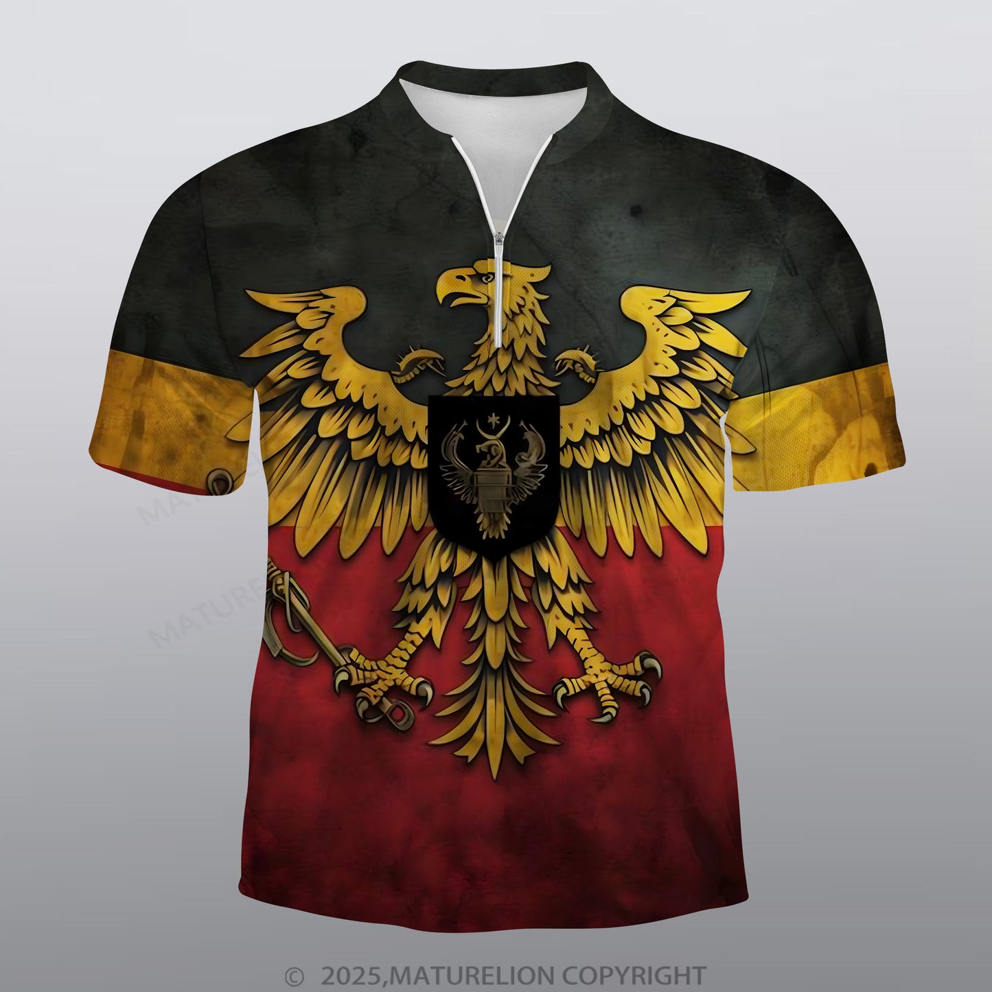 Maturelion Deutschland Männer Voll-Print Polo Shirt