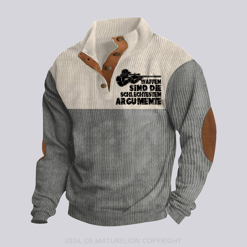 Maturelion Waffen sind die schlechtesten Argumente Stehkragen Knopf Polo Shirt