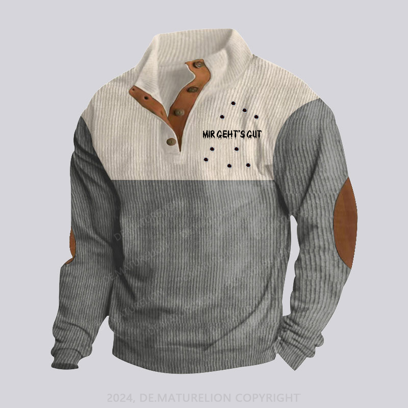 Maturelion Mir geht's gut Stehkragen Knopf Polo Shirt