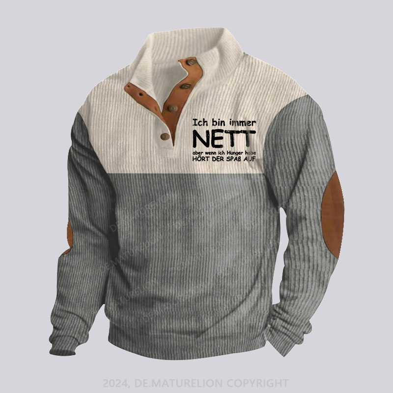 Maturelion Ich Bin Immer Nett Aber Wenn Ich Hunger Habe Hört Der Spaβ Auf Stehkragen Knopf Polo Shirt