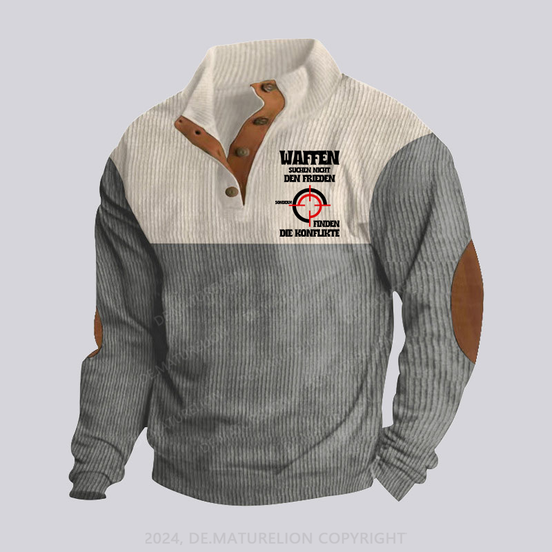 Maturelion Waffen suchen nicht den Frieden, sondern finden die Konflikte Stehkragen Knopf Polo Shirt