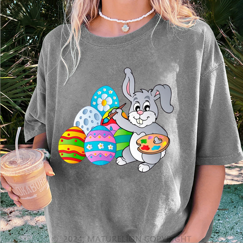 Maturelion Kunst Ostern Eier Damen Gewaschene Vintage T-Shirt