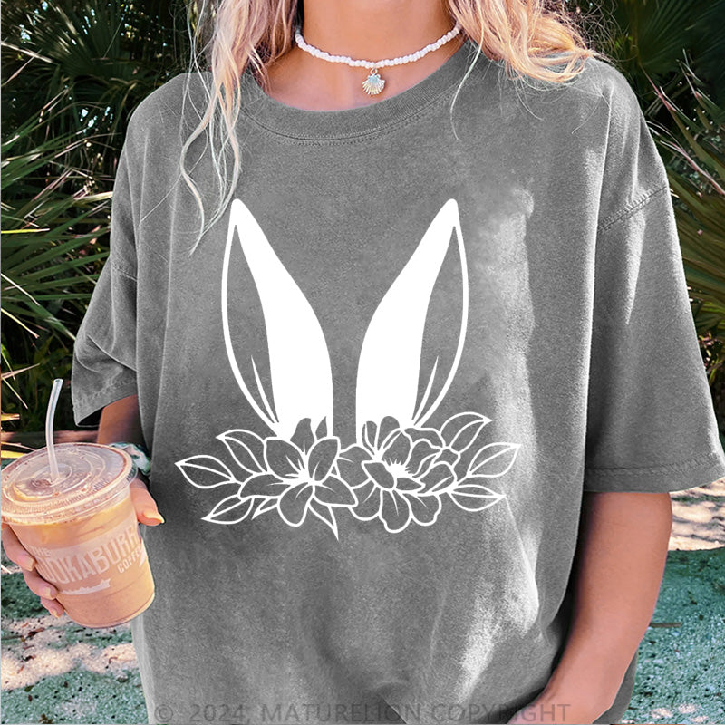 Maturelion Osterhase Ohren Damen Gewaschene Vintage T-Shirt