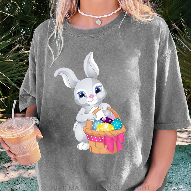 Maturelion Ostern Hase und Eier Damen Gewaschene Vintage T-Shirt
