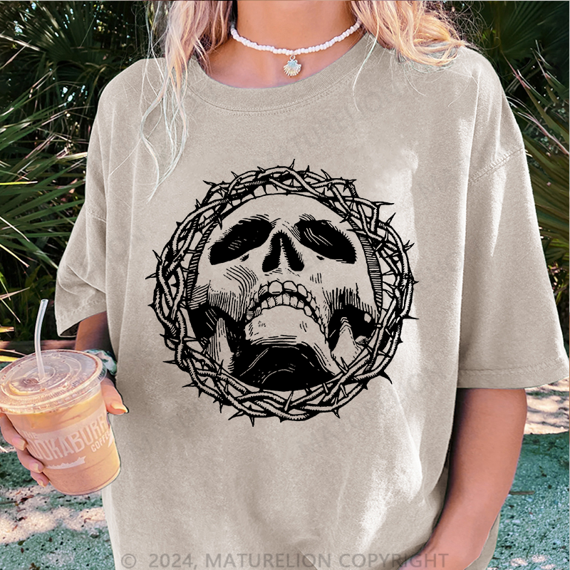 Maturelion Christus Damen Gewaschene Vintage T-Shirt