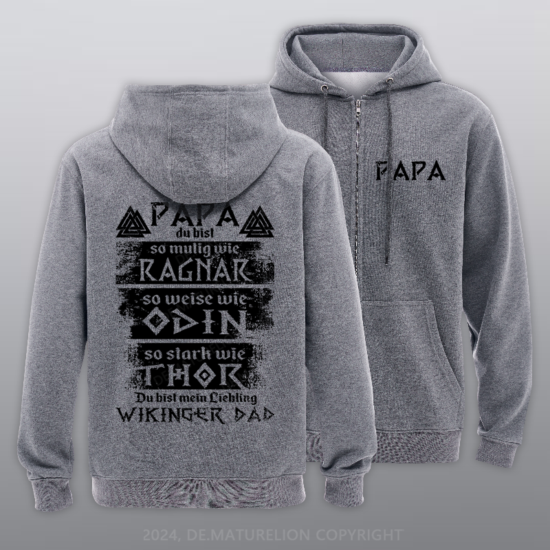 Maturelion Wikinger Papa Reißverschluss Hoodie