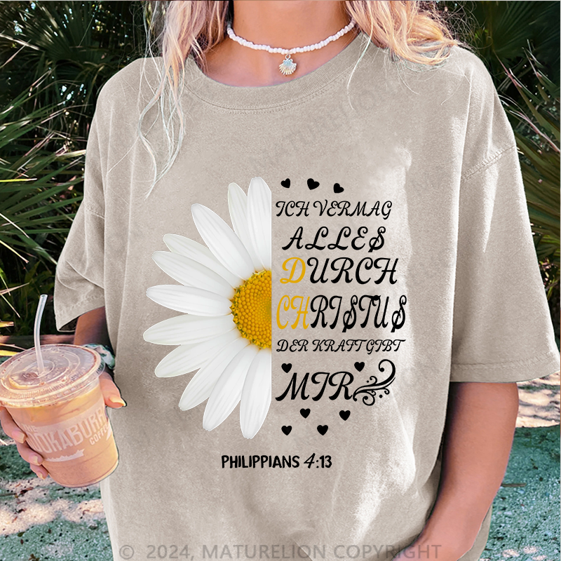 Maturelion Alles Durch Christus Damen Gewaschene Vintage T-Shirt