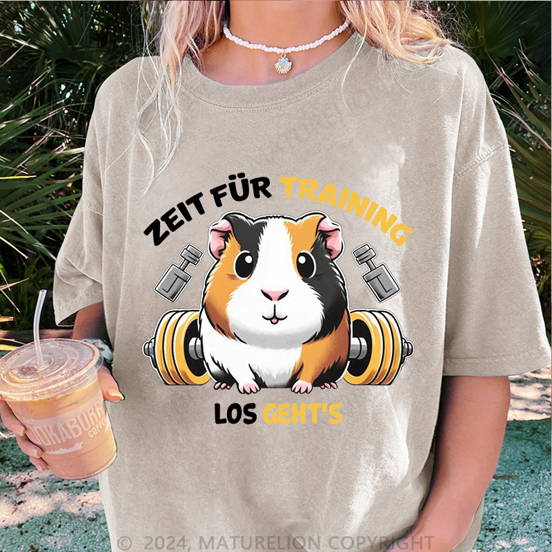 Maturelion Zeit für Training Damen Gewaschene Vintage T-Shirt