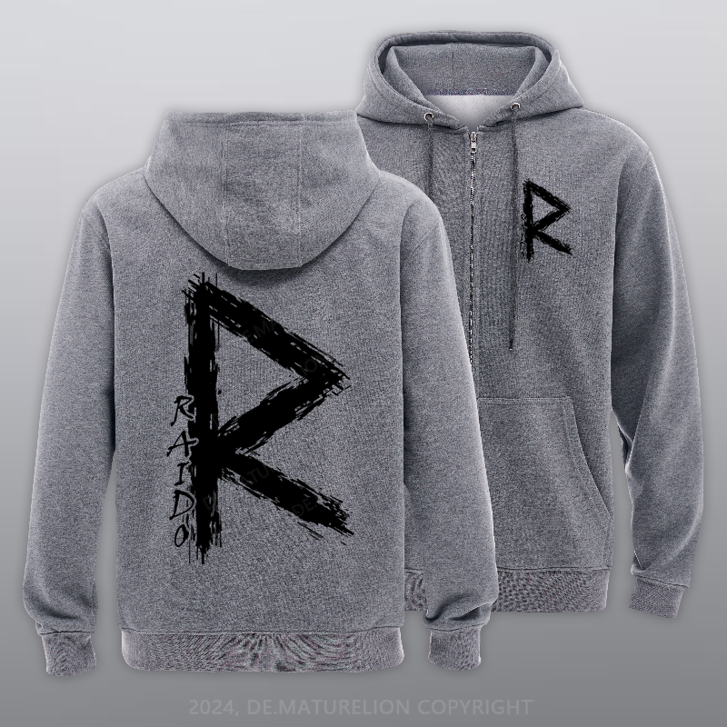 Maturelion Raido Rune Wikinger Reißverschluss Hoodie