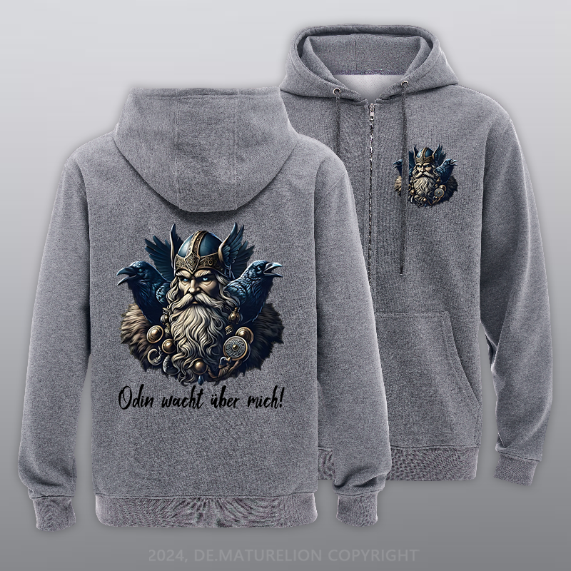 Maturelion Odin wacht über mich Reißverschluss Hoodie